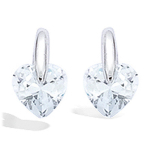 Les Tr&eacute;sors De Lily [F6169] - Boucles Argent 'Coeur Cristal' blanc argent&eacute; (rhodi&eacute;) - 10x7 mm valge