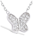 Les Tr&eacute;sors De Lily [H2658] - Collier Argent 'Papillon de Charme' blanc argent&eacute; (rhodi&eacute;) - 10x8 mm valge