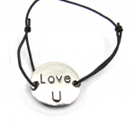 Les Tr&eacute;sors De Lily [J7563] - Bracelet fantaisie 'Love U' noir argent&eacute; h&otilde;be
