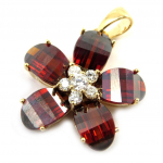 Les Tr&eacute;sors De Lily [M6997] &ndash; punane  Crystal Flower  kullatud ripats kuld