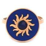 Les Tr&eacute;sors De Lily [Q8736] - Bague cr&eacute;ateur acier 'Soleil' bleu dor&eacute; - 15x15 mm sinine