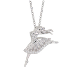 Les Tr&eacute;sors De Lily [Q9398] - Collier Argent artisanal 'Danseuse Etoile' blanc argent&eacute; (rhodi&eacute;) - 25x15 mm valge