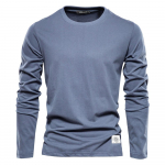 Kasuta Giraffe 100% puuvillast pikkade varrukatega T-s&auml;rk meestele Solid Spring Casual Meeste T-s&auml;rgid Kvaliteetsed Meeste Topid Klassikalised Riided Meeste T-s&auml;rgid XL sinine