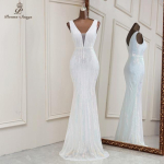 Seksikas s&uuml;gava V-kaelusega merineitsi &otilde;htukleidid Vestidos Formales Vestidos De Fiesta Robe De Soiree De Mariage L valge