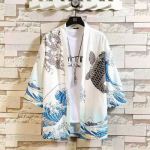 Meeste kardigan Jaapani obi, meeste yukata meeste haori jaapani laine karpkala prindiga mantel Traditsiooniline Jaapani riietus XXXL
