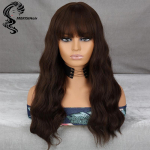 MERISIHAIR pruun parukas tukkidega Pikad lainelised br&uuml;netid Parukad Naturaalsed pruunid parukad naistele Kuumakindlad s&uuml;nteetilised parukad igap&auml;evaseks ja peo&otilde;htuks