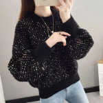 Naiste kampsun S&uuml;gisene ja talvine &uuml;mmarguse kaelusega kootud kampsun avar ja laisk pikkade varrukatega vabaaja sviiter One Size must