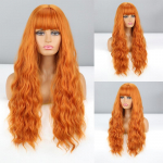 XINRAN Orange Natural Deep Wavy Parukas tukkidega S&uuml;nteetilisest kiust Daily Wear Cosplay Natural Long Wavy Parukas Ombre Hall Heleblond