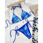 Seksikas tr&uuml;kitud p&auml;itsetega polsterdatud bikiinid, naiste ujumistrikoo, naiste ujumisriided, kaheosaline bikiinikomplekt, supelkost&uuml;&uuml;m. S sinine