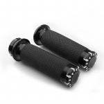 Universaalne mootorratas 1 ; ; 25 mm must kroomitud juhtraua k&auml;epideme k&auml;epide Harley Sportster Dyna Softail Touringule must