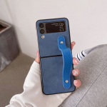 Kunstnahast kokkupandav &uuml;mbris Samsung Galaxy Z Flip 4 &uuml;mbrisele Z Flip 3 koos randmepaela p&otilde;rutuskindla k&otilde;va tagakaanega Samsung Z Flip4 jaoks Samsung Z Flip 4 sinine