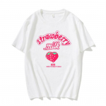 ZSIIBO roosa t&uuml;druku s&uuml;da l&uuml;hikeste varrukatega T-s&auml;rk kiri maasika l&uuml;hike T Lihtne vabaaja l&uuml;hike T L&otilde;una-Korea originaal &uuml;hetuhandeline riietus S