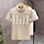 Suvine uus meeste &auml;riline vaba aja polo T-s&auml;rk Moodne Micro Stripe l&uuml;hikeste varrukatega polos&auml;rk M valge