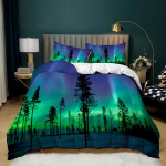 3D Arctic Aurora voodipesukomplekt Ilus maastik tekikate padjap&uuml;&uuml;r 2/3 t&uuml;kki AU180 * 210 t&auml;issuuruses kiiresti kuivav kodusisustus AU Single 140x210cm