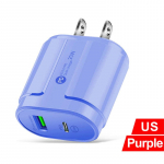 20W PD USB 5V 2A C laadija kahe pordiga seina kiirlaadimine C-t&uuml;&uuml;pi telefoniadapter iPhone 14 13 11 Pro iPad Huawei Xiaomi Samsung jaoks US Plug lilla