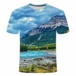 Suvised m&auml;gede ja j&otilde;gede graafilised T-s&auml;rgid Meestele Mood Loodusliku Scenery Mustriga t-s&auml;rk Ilus vabaaja 3D Prindiga T-s&auml;rk XXL