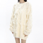 Narmastega kuduvad kampsunid naiste Y2k t&auml;navastiilis avar pullover Retro lahtised topid Moekujundus punk S&uuml;gistalvised naisteriided S beež