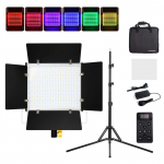 Andoer W480RGB 2TK kahev&auml;rviline fotovalgusti 40 W LED valguspaneel 480 tk LED helmed 2500-9000K 1 US Standard lamp must