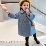 Laste mantel Talvine t&uuml;drukute polsterdatud kaherealine Tviidmantel 130cm