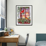 5D DIY Teemantmaali Punase papagoi ristpiste komplekt Mosaiik Teemanttikandid Roos T&auml;is&uuml;mmargune/ruudukujuline puur Kodukaunistus Round 30x40cm