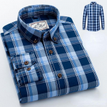 RINNAOSA S-4XL Puuvillane meeste uus ruuduline pikkade varrukatega s&auml;rk Kevadine puuvillane vabaaja s&auml;rk Slim Fit tolline s&auml;rk 3XL tumesinine v&auml;rv