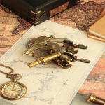 J. Scott London Brass Ship History Sextant with Hardwood Box.J. Scott London Brass Ship History Sextant with Hardwood Box.