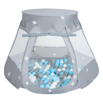 Selonise m&auml;ngutelk 105x90cm/100 palli lossi pop up ballpit plastikpallid lastele, hall:hall-valge-l&auml;bipaistev-beebisinine 105x90cm/100 balls