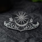 Barokk-t&auml;hekroonkristallist pruuditiaras kividest iluv&otilde;istlus Diadem Bride Star-peakate Pulma-juukseaksessuaarid Tiara De Noiva