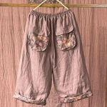Johnature naiste vintage linasest laia s&auml;&auml;rega p&uuml;ksid elastne v&ouml;&ouml;koht lapiga taskud s&uuml;gisene &uuml;hev&auml;rvilised naiste s&auml;&auml;repikkused p&uuml;ksid One Size must
