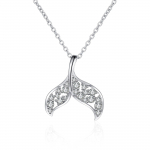Fashion 925 Sterling H&otilde;bedast merineitsi saba ripatsiga kaelakee Pass Diamond Test Moissanite Good Luck kaelakee kingitus t&uuml;drukutele naistele