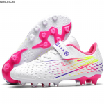 Laste PVC libisemisvastased, k&otilde;rbevastased ja kulumiskindlad pikkade naastudega maagilised post jalgpallisaapad 32 valge/roosa