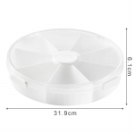 &Uuml;mmargune poolitatud kandik, suupisted puuviljad, kommid, p&auml;hklid, kaanega eemaldatavad jaotusalused kohvilaua s&uuml;nnip&auml;evapidude jaoks valge