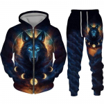 V&auml;rviline Wolf 3D Prinditud Spordidress Hip Hop T&auml;navar&otilde;ivad T&otilde;mblukuga kapuutsid, &Uuml;likond, Mehed, Naised, Laps, vabaaja kapuutsiga dressipluus, s&ouml;rkimiskomplekt XL