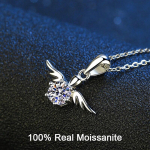 P&auml;ris Moissanite kaelakee 925 Sterling Silver 0,5 Ct &Uuml;marl&otilde;ikeline teemant Angel Wings ripats Kaelakee T&uuml;drukutele Lubadus Kingitus 0.5ct