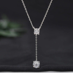 D v&auml;rvi 3cttw 2 Stones Full Moissanite Ripats Kaelakee Naistele S925 Sterling h&otilde;bedane kaelakett peened ehted 3cttw gray