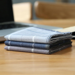 3 tk meeste , taskur&auml;tikomplekt, puuvillane Hankie, triibulise ruudulise mustriga taskuruutu
