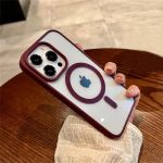 Luksuslik Magsafe'i l&auml;bipaistev &uuml;mbris iPhone'ile 16 15 14 13 12 11 Pro X XS XR Max Mini 7 8 Plus SE 2022 Magnetiline juhtmevaba laadimiskate iPhone 14 Pro Max veinipunane v&auml;rv