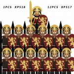 13tk/komplekt Keskaegsete r&uuml;&uuml;tlite r&uuml;hma s&otilde;jav&auml;es&otilde;durite kuju ehitusplokk, harivad m&auml;nguasjad lastele KT1073