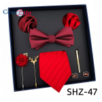 7 tk klassikaline meeste lipsu komplekt Paisley Stripe kaelaside meestele Pocket Square Bowtie pross mansett isadep&auml;eva kinkekarp