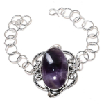 Natural Sage Amethyst Gemstone Handmade 925 Sterling Silver Bracelet 7-8 z1i89
