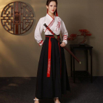 Hiina Hanfu kleit Naiste riided Vintage etnilises stiilis mood riided Elegantsed t&auml;navar&otilde;ivad vabaaja Hiina traditsiooniline kleit XXXXL must valge v&auml;rv