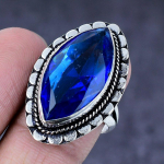 Natural London Blue Topaz Gemstone Handmade 925 Steling Silver Ring Size 9 g4k69