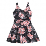 Naiste lillemustriga Monokini s&uuml;gava V-kaelusega varrukateta lendava &auml;&auml;risega &uuml;hes t&uuml;kis ujumisriided Slim Fit supelkost&uuml;&uuml;mi kleit S sinine