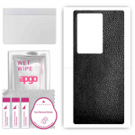 apgo Protective Skin Sticker for the back compatible with ZTE Axon 40 Ultra, Wrap Film, Foil, Vinyl - Pattern Black Leather