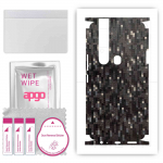 apgo Protective Skin Sticker for the back+sides compatible with Tecno Camon 15 Pro, Full Wrap Film, Foil, Vinyl - Pattern Carbon Black Pixel