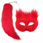 Therian mask ja sabakassi mask Therian Women Fox Wolf karvase maski kassi kost&uuml;&uuml;mikomplekt punane
