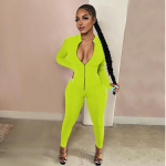 Treening Active Wear &uuml;hev&auml;rvilised p&uuml;ksid Naiste Jumpsuit Sportlik pikkade varrukatega Fitness Clubwear T&otilde;mblukuga Peokombinesoonid Bodycon XL