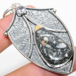 Natural Maligano Jasper, White Topaz 925 Sterling Silver Pendant 2.68 h6t68