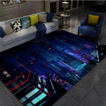 Cyberpunk urban nightscape tr&uuml;kitud vaip, elutoa magamistoa sisekujundusvaip, k&ouml;&ouml;gi ja vannitoa libisemisvastane matt 40cm by 60cm