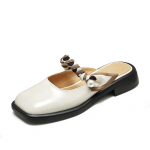 Seljata platvorm Mary Janes Kingad naistele Kleit Kingad Madalad kontsad Tursked plokk kontsaga muulad Suletud varbaga slaidid Kandilised varbad Naiste sandaalid 35